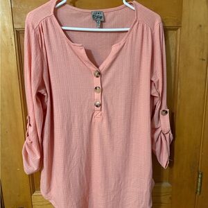 Boho Pink Button-Up Women's Top